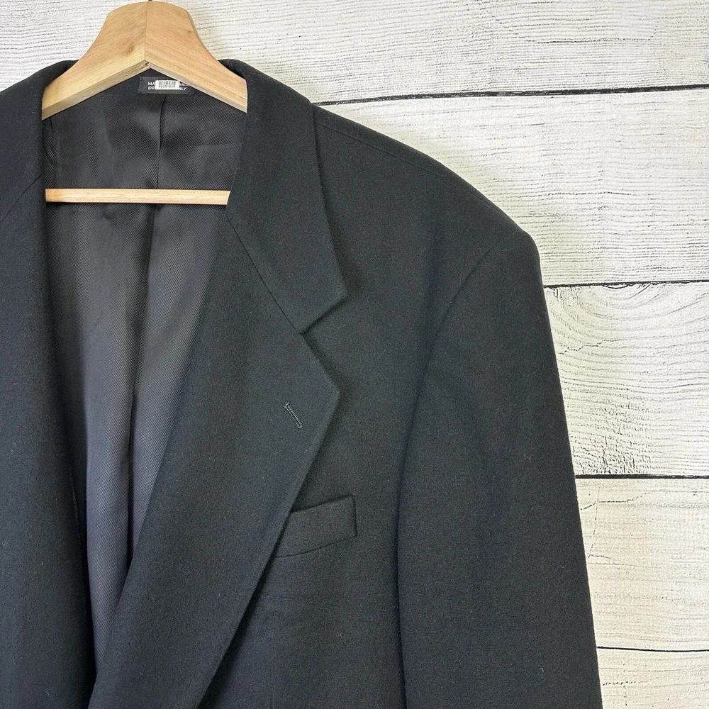 Oscar De‎ La Renta Blazer Men's Size 44L Wool Cashmere Black Sports Coat